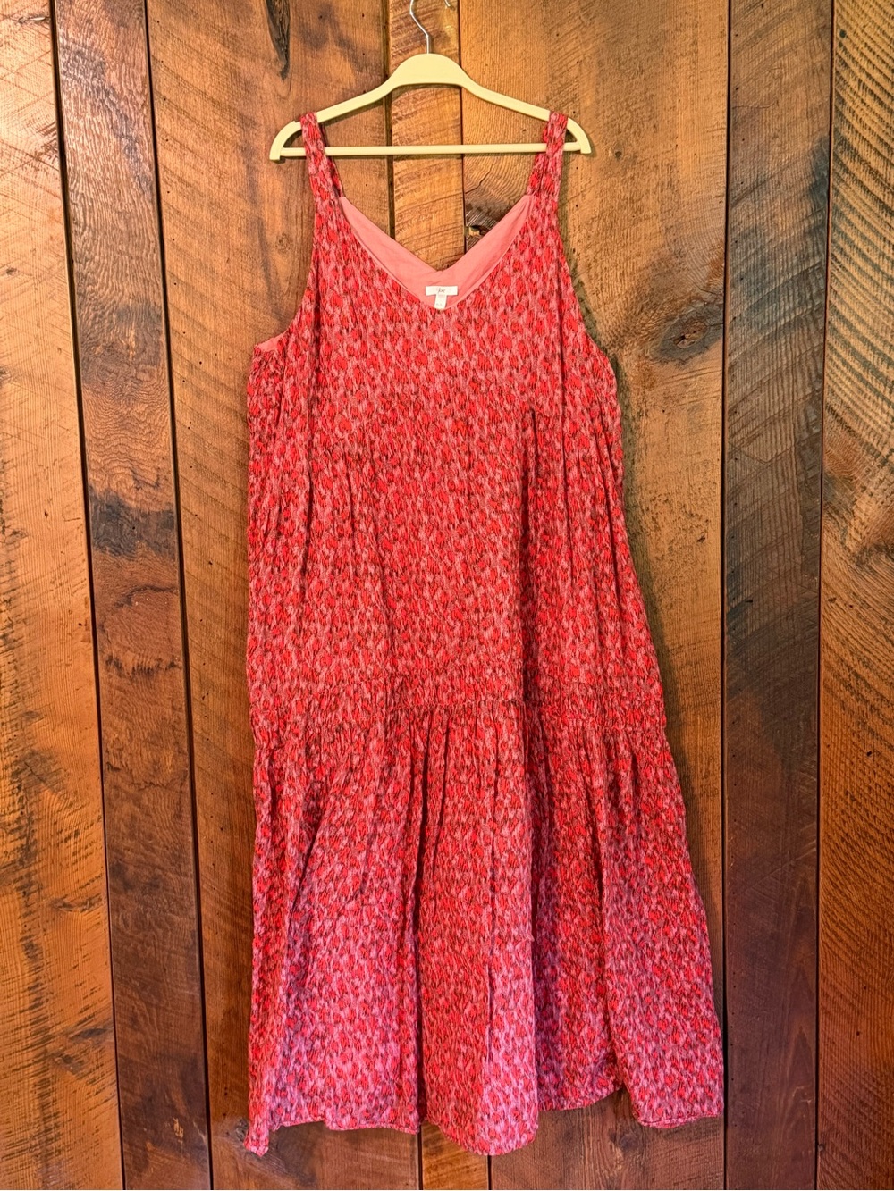 Joie Vibrant Red Coral Floral Silk Blend Tiered Flowy Boho Resort Maxi Dress XL